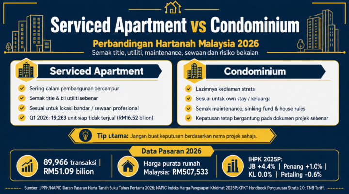 Perbandingan serviced apartment vs condominium Malaysia 2026